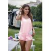 image:imageEkouaer Silk Pajamas Set for Women Satin Backless Lingerie Pjs Cami Top and Shorts NightwearMisty Rose