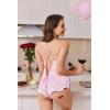 image:imageEkouaer Silk Pajamas Set for Women Satin Backless Lingerie Pjs Cami Top and Shorts NightwearMisty Rose