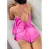 image:imageEkouaer Silk Pajamas Set for Women Satin Backless Lingerie Pjs Cami Top and Shorts NightwearNoble Rose Red