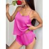 image:imageEkouaer Silk Pajamas Set for Women Satin Backless Lingerie Pjs Cami Top and Shorts NightwearNoble Rose Red