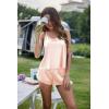 image:imageEkouaer Silk Pajamas Set for Women Satin Backless Lingerie Pjs Cami Top and Shorts NightwearPastel Peach