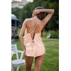 image:imageEkouaer Silk Pajamas Set for Women Satin Backless Lingerie Pjs Cami Top and Shorts NightwearPastel Peach