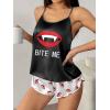 image:imageEkouaer Silk Pajamas Set for Women Satin Backless Lingerie Pjs Cami Top and Shorts NightwearPrintbite Lip Red