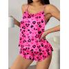 image:imageEkouaer Silk Pajamas Set for Women Satin Backless Lingerie Pjs Cami Top and Shorts NightwearPrintblackpink Leopard