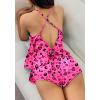 image:imageEkouaer Silk Pajamas Set for Women Satin Backless Lingerie Pjs Cami Top and Shorts NightwearPrintblackpink Leopard
