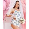 image:imageEkouaer Silk Pajamas Set for Women Satin Backless Lingerie Pjs Cami Top and Shorts NightwearPrintblue Hydrangea