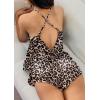 image:imageEkouaer Silk Pajamas Set for Women Satin Backless Lingerie Pjs Cami Top and Shorts NightwearPrintclassic Leopard