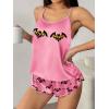 image:imageEkouaer Silk Pajamas Set for Women Satin Backless Lingerie Pjs Cami Top and Shorts NightwearPrintpink Bat
