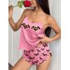 image:imageEkouaer Silk Pajamas Set for Women Satin Backless Lingerie Pjs Cami Top and Shorts NightwearPrintpink Bat