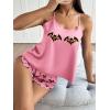 image:imageEkouaer Silk Pajamas Set for Women Satin Backless Lingerie Pjs Cami Top and Shorts NightwearPrintpink Bat