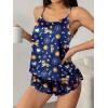 image:imageEkouaer Silk Pajamas Set for Women Satin Backless Lingerie Pjs Cami Top and Shorts NightwearPrinttigerMoonSunStar