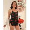 image:imageEkouaer Silk Pajamas Set for Women Satin Backless Lingerie Pjs Cami Top and Shorts NightwearRed Lips