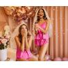 image:imageEkouaer Silk Pajamas Set for Women Satin Backless Lingerie Pjs Cami Top and Shorts NightwearRose Red
