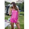 image:imageEkouaer Silk Pajamas Set for Women Satin Backless Lingerie Pjs Cami Top and Shorts NightwearRose Red