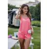 image:imageEkouaer Silk Pajamas Set for Women Satin Backless Lingerie Pjs Cami Top and Shorts NightwearWatermelon Red