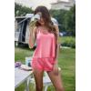 image:imageEkouaer Silk Pajamas Set for Women Satin Backless Lingerie Pjs Cami Top and Shorts NightwearWatermelon Red