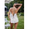 image:imageEkouaer Silk Pajamas Set for Women Satin Backless Lingerie Pjs Cami Top and Shorts NightwearWhite