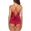 image:imageEkouaer Silk Pajamas Set for Women Satin Backless Lingerie Pjs Cami Top and Shorts NightwearWine Red