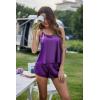 image:imageEkouaer Silk Pajamas Set for Women Satin Backless Lingerie Pjs Cami Top and Shorts NightwearWineberry