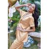 image:imageEkouaer Silk Satin Pajamas Set Women Short Sleeve Sleepwear Soft Button Down Loungewear Pjs SetAlmond