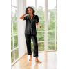 image:imageEkouaer Silk Satin Pajamas Set Women Short Sleeve Sleepwear Soft Button Down Loungewear Pjs SetBlack