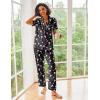 image:imageEkouaer Silk Satin Pajamas Set Women Short Sleeve Sleepwear Soft Button Down Loungewear Pjs SetBlack Cocktail