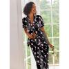 image:imageEkouaer Silk Satin Pajamas Set Women Short Sleeve Sleepwear Soft Button Down Loungewear Pjs SetBlack Cocktail