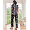 image:imageEkouaer Silk Satin Pajamas Set Women Short Sleeve Sleepwear Soft Button Down Loungewear Pjs SetBlack Cocktail