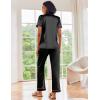 image:imageEkouaer Silk Satin Pajamas Set Women Short Sleeve Sleepwear Soft Button Down Loungewear Pjs SetBlack Pink