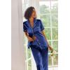 image:imageEkouaer Silk Satin Pajamas Set Women Short Sleeve Sleepwear Soft Button Down Loungewear Pjs SetBlue