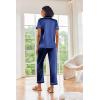 image:imageEkouaer Silk Satin Pajamas Set Women Short Sleeve Sleepwear Soft Button Down Loungewear Pjs SetBlue