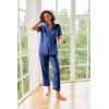 image:imageEkouaer Silk Satin Pajamas Set Women Short Sleeve Sleepwear Soft Button Down Loungewear Pjs SetBlue