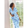 image:imageEkouaer Silk Satin Pajamas Set Women Short Sleeve Sleepwear Soft Button Down Loungewear Pjs SetBlue Bow