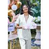 image:imageEkouaer Silk Satin Pajamas Set Women Short Sleeve Sleepwear Soft Button Down Loungewear Pjs SetBlue Bow Flower