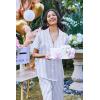image:imageEkouaer Silk Satin Pajamas Set Women Short Sleeve Sleepwear Soft Button Down Loungewear Pjs SetBlue Striped