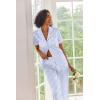 image:imageEkouaer Silk Satin Pajamas Set Women Short Sleeve Sleepwear Soft Button Down Loungewear Pjs SetBlue Striped