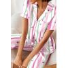 image:imageEkouaer Silk Satin Pajamas Set Women Short Sleeve Sleepwear Soft Button Down Loungewear Pjs SetColorful Striped Stars