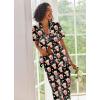image:imageEkouaer Silk Satin Pajamas Set Women Short Sleeve Sleepwear Soft Button Down Loungewear Pjs SetFrench Fries