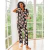 image:imageEkouaer Silk Satin Pajamas Set Women Short Sleeve Sleepwear Soft Button Down Loungewear Pjs SetFrench Fries