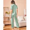 image:imageEkouaer Silk Satin Pajamas Set Women Short Sleeve Sleepwear Soft Button Down Loungewear Pjs SetGossamer Green