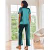 image:imageEkouaer Silk Satin Pajamas Set Women Short Sleeve Sleepwear Soft Button Down Loungewear Pjs SetGreen Pink