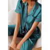 image:imageEkouaer Silk Satin Pajamas Set Women Short Sleeve Sleepwear Soft Button Down Loungewear Pjs SetGreen Pink