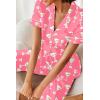 image:imageEkouaer Silk Satin Pajamas Set Women Short Sleeve Sleepwear Soft Button Down Loungewear Pjs SetHot Pink Cocktail