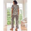 image:imageEkouaer Silk Satin Pajamas Set Women Short Sleeve Sleepwear Soft Button Down Loungewear Pjs SetLeopard