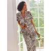 image:imageEkouaer Silk Satin Pajamas Set Women Short Sleeve Sleepwear Soft Button Down Loungewear Pjs SetLeopard