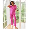 image:imageEkouaer Silk Satin Pajamas Set Women Short Sleeve Sleepwear Soft Button Down Loungewear Pjs SetLeopard Hot Pink