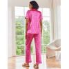 image:imageEkouaer Silk Satin Pajamas Set Women Short Sleeve Sleepwear Soft Button Down Loungewear Pjs SetLeopard Hot Pink