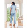 image:imageEkouaer Silk Satin Pajamas Set Women Short Sleeve Sleepwear Soft Button Down Loungewear Pjs SetLight Blue