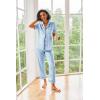 image:imageEkouaer Silk Satin Pajamas Set Women Short Sleeve Sleepwear Soft Button Down Loungewear Pjs SetLight Blue
