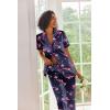 image:imageEkouaer Silk Satin Pajamas Set Women Short Sleeve Sleepwear Soft Button Down Loungewear Pjs SetNavy Cocktail